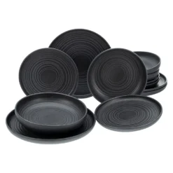 CreaTable 23861 Tafelservice Uno Für 4 Personen, Steinzeug, Schwarz (1 Set, 12-teilig) -LuxeTafel Verkäufe 0059fd3f669d3c1506ab694d9fc22509