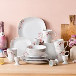 VEWEET Porzellan Kombiservice 'Annie', 40 Teilig Geschirrservice Für 8 Personen, Frühstückservice Mit Je 8 Eierbecher, Kaffeebecher 350 Ml, Müslischalen, Dessertteller Und Flachteller -LuxeTafel Verkäufe 026236d6302e1788c9321b9f26fc347c