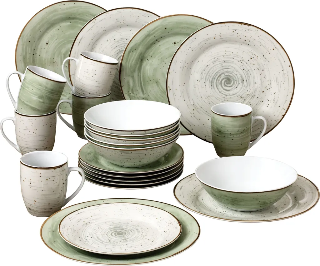 24tlg. Kombiservice Pur 6Pers Kaffeebecher Müslischale Kuchenteller + Speiseteller Flach Porzellan 1 24tlg. Kombiservice Pur 6Pers Kaffeebecher Müslischale Kuchenteller + Speiseteller Flach Porzellan