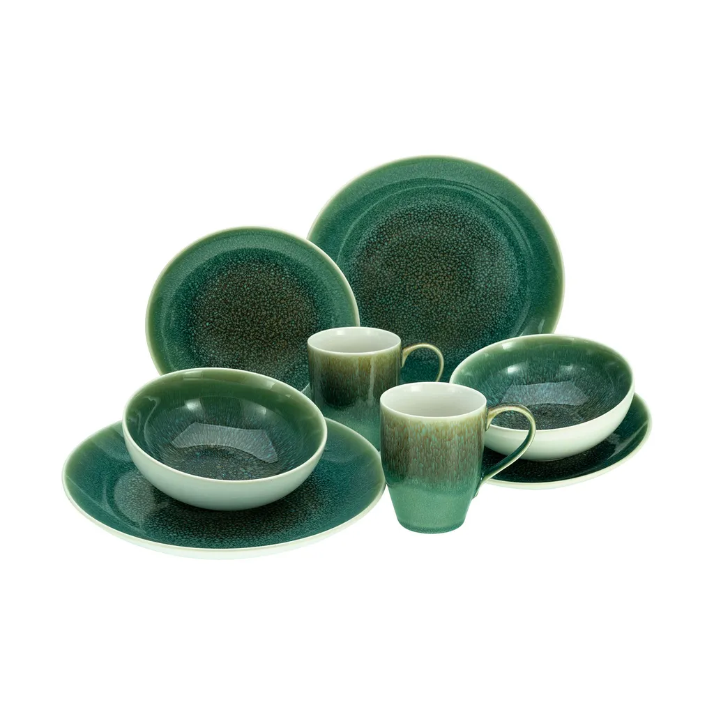 CreaTable, 25863, Serie Caldera Grün, Geschirrset, Kombiservice 8 Teilig, Farbe:Grün 1 CreaTable, 25863, Serie Caldera Grün, Geschirrset, Kombiservice 8 Teilig, Farbe:Grün