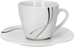 Van Well Kombiservice Silver Night 62-tlg 6 Personen, Tafel + Kaffee + Zubehör, Linien-Dekor -LuxeTafel Verkäufe 09cf189423f594bbbea84c4e359ccd1d