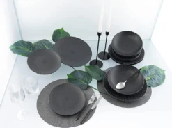 CreaTable 23211 Tafelservice Elements Collection Vesuvio Black Für 4 Personen, Steinzeug, Schwarz/grau (1 Set, 12-teilig) -LuxeTafel Verkäufe 0a7b287f323994c4f5db7480f37749ac