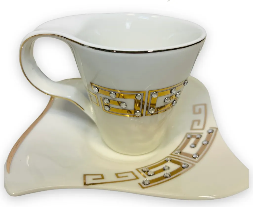 12-teiliges Medusa Mäander Kaffeeservice Mit Goldschliff Kaffeetassen Für 6 Personen 6 Tassen + 6 Untertassen Weiß-Gold Genießen Servieren Kaffee 2 12-teiliges Medusa Mäander Kaffeeservice Mit Goldschliff Kaffeetassen Für 6 Personen 6 Tassen + 6 Untertassen Weiß-Gold Genießen Servieren Kaffee – Bild 2