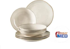 Mäser 931371 Nottingham Vintage Tafel-Service Für 4 Personen Mit Speiseteller Und Suppenteller Im Retro-Look, Steinzeug, Beige, 8-teilig (1 Set) -LuxeTafel Verkäufe 16b895b459f6ee168096a42ea102e503
