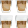 Latte Macchiato-Gläser 400ml Doppelwandig Isolierglas Extra Lang Warmhaltend Maße ≈9 X 14cm (4 Stück)