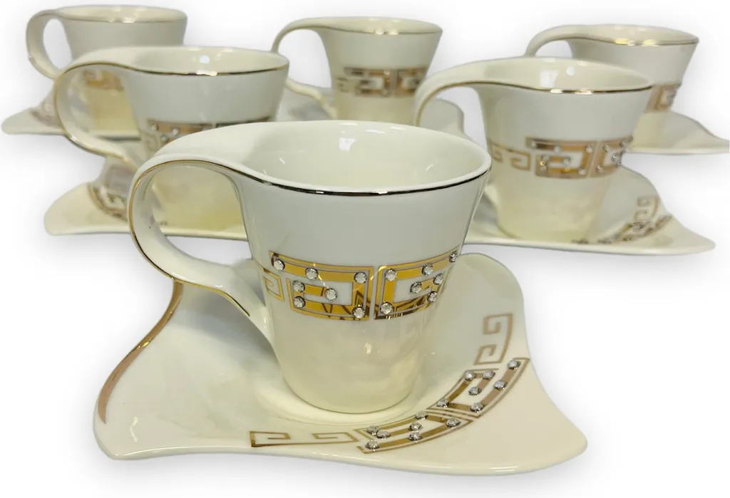 12-teiliges Medusa Mäander Kaffeeservice Mit Goldschliff Kaffeetassen Für 6 Personen 6 Tassen + 6 Untertassen Weiß-Gold Genießen Servieren Kaffee 1 12-teiliges Medusa Mäander Kaffeeservice Mit Goldschliff Kaffeetassen Für 6 Personen 6 Tassen + 6 Untertassen Weiß-Gold Genießen Servieren Kaffee