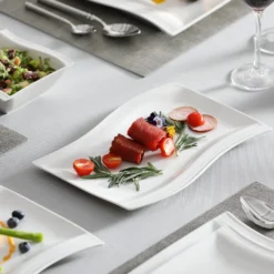 MALACASA, Serie Flora, 26 Tlg. Cremeweiß Porzellan Geschirrset Kombiservice Tafelservice Mit 6 Schalen, 6 Dessertteller, 6 Suppenteller, 6 Speiseteller Und 2 Rechteckigen Platten -LuxeTafel Verkäufe 209ccd932918c5e77a9699406bf4d94e