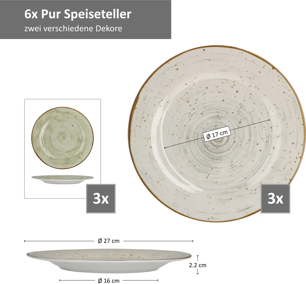 24tlg. Kombiservice Pur 6Pers Kaffeebecher Müslischale Kuchenteller + Speiseteller Flach Porzellan 2 24tlg. Kombiservice Pur 6Pers Kaffeebecher Müslischale Kuchenteller + Speiseteller Flach Porzellan – Bild 2