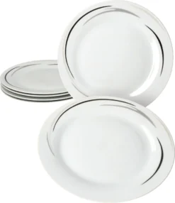 12tlg Tafel-Service Home Suppenteller Speiseteller Streifen Porzellan-Geschirr -LuxeTafel Verkäufe 253a2ed10be974efded77bbbc9bc09d8