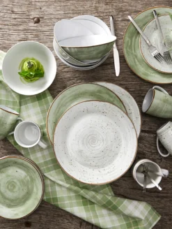 WELLCO Kombiservice Pur 24teilig Grün/grau -LuxeTafel Verkäufe 26da5755deb9ab464d828c8e147b3011