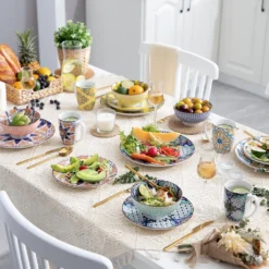 Vancasso Tafelservice Porzellan, JASMIN 16 Teiliges Essgeschirr Kombiservice, Handbemaltes Geschirrset Für 4 Personen, Böhmischer Stil -LuxeTafel Verkäufe 2a1e755f3b57ce40494c31afb290fb56