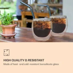 DUOS 6X 410ml Jumbo Doppelwandige Thermo-Gläser + 6X Edelstahl-LÖFFEL, Für Latte Macchiato, Cocktails, Vorspeisen By Feelino -LuxeTafel Verkäufe 302b02e48be9638bb4bcefd7ecb36b11