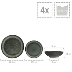 Sänger SÄNGER Steingut Geschirrset Kopenhagen, Tafelservice 12 Teilig Für 4 Personen -LuxeTafel Verkäufe 330d8b01bd554bbaa5bf97f67686e2c1