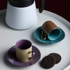 Artvigor, Porzellan Kaffeeservice, Bunt 12 Teilig Kaffee Set, Mit 6 Espressotassen 80 Ml, 6 Untertassen, Mehrfarbig -LuxeTafel Verkäufe 43182232cb14a277f3be08c056bc4b80