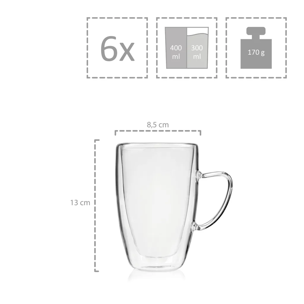 Sänger SÄNGER Doppelwandiges Cappuccino Gläser Set Mit Henkel 6 Teilig 3 Sänger SÄNGER Doppelwandiges Cappuccino Gläser Set Mit Henkel 6 Teilig – Bild 3