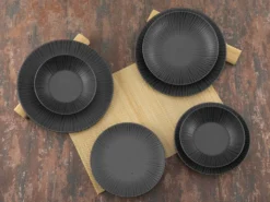 CreaTable 23211 Tafelservice Elements Collection Vesuvio Black Für 4 Personen, Steinzeug, Schwarz/grau (1 Set, 12-teilig) -LuxeTafel Verkäufe 5bfb59095ebe68d37c8a813a8bb802c4