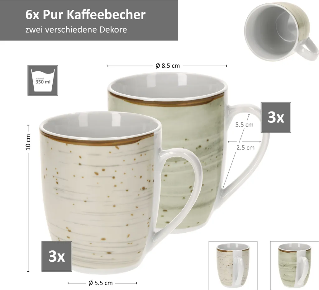24tlg. Kombiservice Pur 6Pers Kaffeebecher Müslischale Kuchenteller + Speiseteller Flach Porzellan 5 24tlg. Kombiservice Pur 6Pers Kaffeebecher Müslischale Kuchenteller + Speiseteller Flach Porzellan – Bild 5