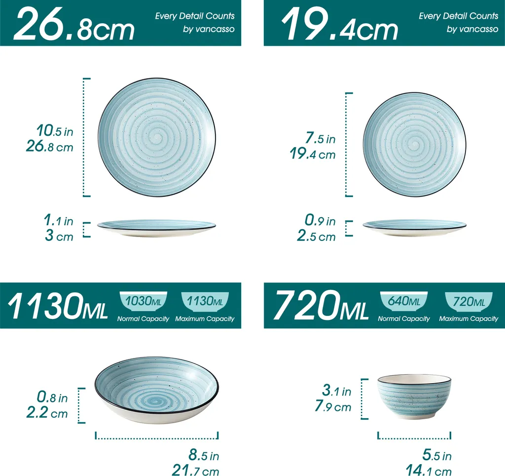 Vancasso Kombiservice »BONBON« Gesschirrset Aus Steinzeug, 24 Teiliges Tafelservice Set, Vintage Aussehen 2 Vancasso Kombiservice »BONBON« Gesschirrset Aus Steinzeug, 24 Teiliges Tafelservice Set, Vintage Aussehen – Bild 2