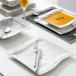 MALACASA, Serie Flora, Marmor Porzellan Tafelservice 24 Teiligen Set Kombiservice Geschirrset Mit 12 Speiseteller Und 12 Suppenteller Für 12 Personen 12 MALACASA, Serie Flora, Marmor Porzellan Tafelservice 24 Teiligen Set Kombiservice Geschirrset Mit 12 Speiseteller Und 12 Suppenteller Für 12 Personen -LuxeTafel Verkäufe 6d96bf2ed5aad77780b6303ed4ea1aa5