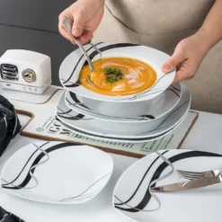 VEWEET, Serie 'Fiona', 100-teilig Porzellan Tafelservice Set, Kombiservice Mit Dessertteller, Speiseteller, Suppenteller, Müslischalen, Kaffeebecher, Kaffeetassen Set, Eierbecher, Milch- Und Zuckerset -LuxeTafel Verkäufe 756ac0eabb22b74e42ad80d4bebed065
