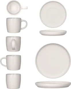 18tlg. Kaffeeservice Lea 6 Personen Kuchenteller Kaffee-Tasse Weiß Steingut -LuxeTafel Verkäufe 79b47fa40195e91858b2bc8598d1f063