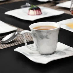 MALACASA, AMPARO 30 Tlg. Marmor Porzellan Geschirrset Kombiservice Tafelservice Mit Kaffeetassen, Unterteller, Dessertteller, Suppenteller, Speiseteller Für 6 Personen -LuxeTafel Verkäufe 7d4624080240872602d5a8add8a7164d