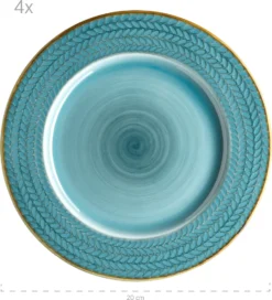 Mäser 931944 Tafelservice Prospero Für 4 Personen, Porzellan, Blau (1 Set, 8-teilig)