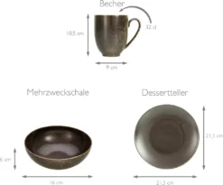 CreaTable 22409 Tafelservice Rusty Für 8 Personen, Porzellan, Braun (1 Set, 12-teilig) -LuxeTafel Verkäufe 7e0495d28edaaf306173a7aec6198937