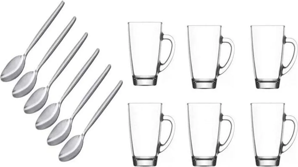 6 Kaffeegläser 300ml Mit Henkel Mit 6 Löffel Teegläser Latte Macchiato Gläser 1 6 Kaffeegläser 300ml Mit Henkel Mit 6 Löffel Teegläser Latte Macchiato Gläser