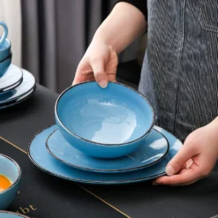 Vancasso Serie Navia Oceano, 16 Teilig Essservice Set Aus Steingut, Tafeiservice Für 4 Personen, Wasserblau, Vintage Aussehen, Natur Design -LuxeTafel Verkäufe 80fd2e7fc18074223039d021983ec282