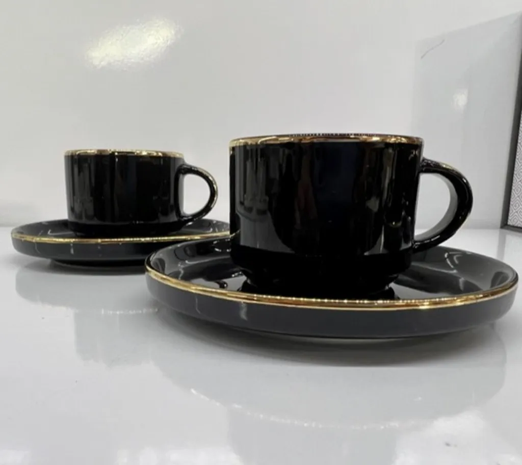 12tlg. Espressoservice Espresso Service Tassen Untertassen Schwarz (D029) 1 12tlg. Espressoservice Espresso Service Tassen Untertassen Schwarz (D029)