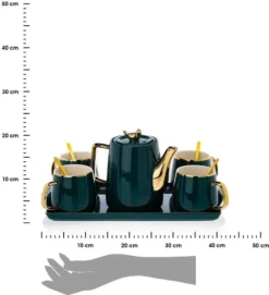 HowHomely Kaffeeservice Keramik 4 Personen - Teeservice 10-tlg. - Grün-Gold -LuxeTafel Verkäufe 837b3e9fa6843a81a207bfebf9da21a9