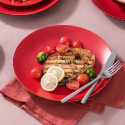 Vancasso Tafelservice Steinzeug, Allegro 16 Teiliges Essgeschirr Kombiservice, Handbemaltes Geschirrset Für 4 Personen, Vintage Rot -LuxeTafel Verkäufe 88b68b81633c725b4c801202599a94dc