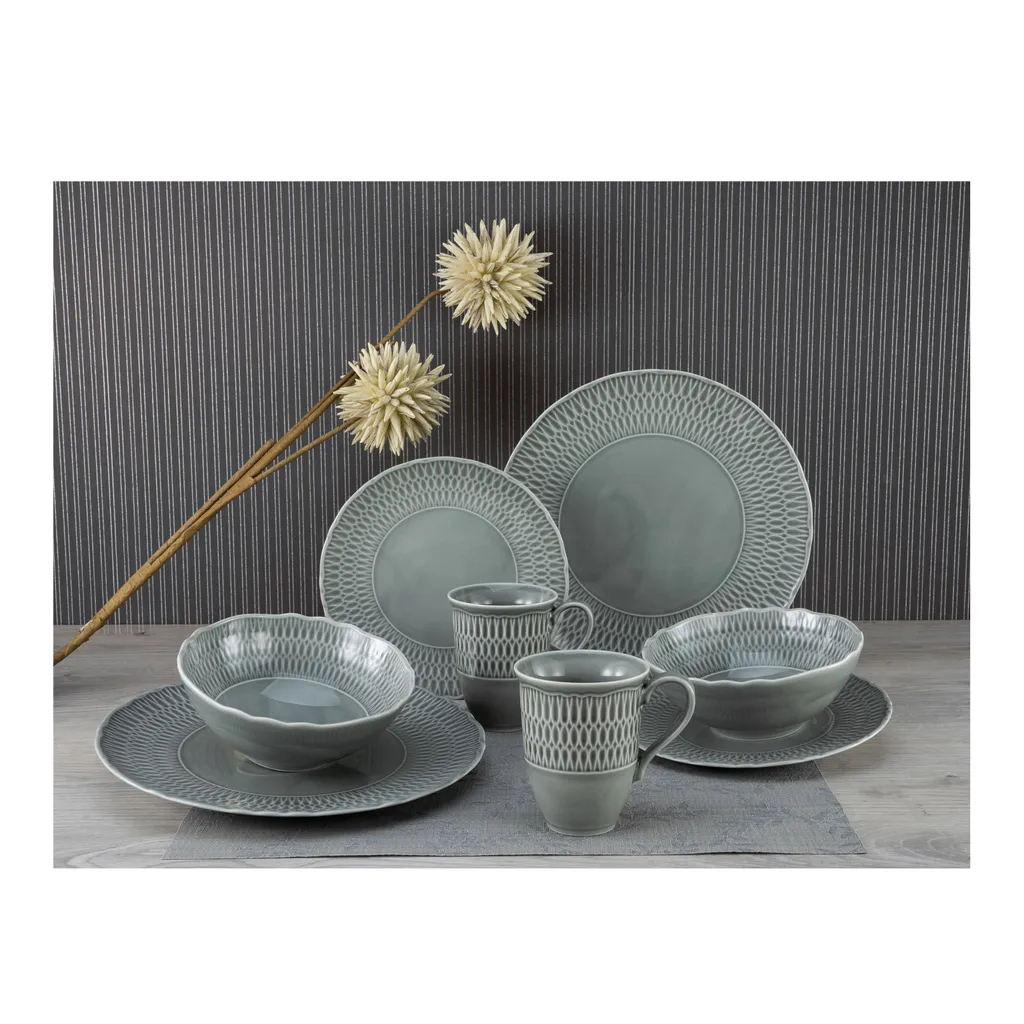 CreaTable 33068 Tafelservice Sofia Für 4 Personen, Porzellan, Grau (1 Set, 12-teilig) 2 CreaTable 33068 Tafelservice Sofia Für 4 Personen, Porzellan, Grau (1 Set, 12-teilig) – Bild 2