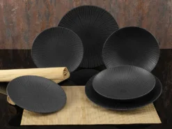 CreaTable 23211 Tafelservice Elements Collection Vesuvio Black Für 4 Personen, Steinzeug, Schwarz/grau (1 Set, 12-teilig) -LuxeTafel Verkäufe 8df7e9a1d2930c487d6964ed565fb73f
