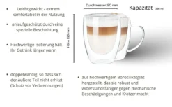 Wessper Doppelwandig Kaffeegläser Mit Henkel, 6 Stück X 350 Ml, Großes Hitzebeständiges Doppelwandglas, Thermogläser, Kaffeegläser Temperaturbeständig Mokkatassen, Teegläser, Latte Machiatto Gläser 12 Wessper Doppelwandig Kaffeegläser Mit Henkel, 6 Stück X 350 Ml, Großes Hitzebeständiges Doppelwandglas, Thermogläser, Kaffeegläser Temperaturbeständig Mokkatassen, Teegläser, Latte Machiatto Gläser -LuxeTafel Verkäufe 8fe5429f6daa911b119e8ce4e2a2db61