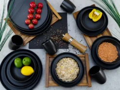 CreaTable 22978 Kombiservice Uno BLACK Für 4 Personen, Steinzeug, Schwarz (1 Set, 16-teilig) -LuxeTafel Verkäufe 93176ceb2ef1a30ebea6e72bcda2f302