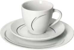 Van Well 18tlg. Kaffee-Service Home Für 6 Personen I 6x Tasse 180ml, 6x Untertasse + 6x Kuchenteller I Porzellan-Geschirr Mit Streifen In Grau, Schwarz & Creme I Kaffeepott, Dessert-Teller -LuxeTafel Verkäufe 93e3a3679f240aa7658a3c0cc373ddf4