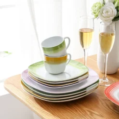 VEWEET Tafelservice 'SPARK' Aus Porzellan, 60-tlg Kombiservice, Kaffeetassen, Untertasse, Dessertteller, Speiseteller Und Suppenteller, Komplettservice Für 12 Personen -LuxeTafel Verkäufe 964d7497d0646f45ec7ff2e633962fff