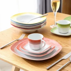 VEWEET Tafelservice 'SPARK' Aus Porzellan, 60-tlg Kombiservice, Kaffeetassen, Untertasse, Dessertteller, Speiseteller Und Suppenteller, Komplettservice Für 12 Personen -LuxeTafel Verkäufe 974f34bf3ba1da919b2438fbb3d659bb