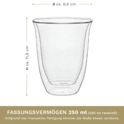 Creano Doppelwandige Gläser 250ml „DG-V“, 4er Set, Thermoglas Doppelwandig Aus Borosilikatglas, Kaffeegläser, Teegläser, Latte Gläser, Doppelwandgläser 12 Creano Doppelwandige Gläser 250ml „DG-V“, 4er Set, Thermoglas Doppelwandig Aus Borosilikatglas, Kaffeegläser, Teegläser, Latte Gläser, Doppelwandgläser -LuxeTafel Verkäufe 99e7155da795f5f93f5bd833ebb3b4a0 1
