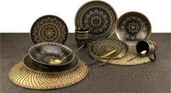 CreaTable 23588 Tafelservice Mandala Für 4 Personen, Steinzeug, Schwarz/gold (1 Set, 12-teilig) -LuxeTafel Verkäufe 9ae3a3412e5d7c36b714f440cbaa8748