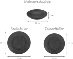 CreaTable 23205 Tafelservice Elements Collection Lava Stone Für 4 Personen, Steinzeug, Schwarz/grau (1 Set, 12-teilig) -LuxeTafel Verkäufe 9cd03d2386782eef0c507d070dae9c0c