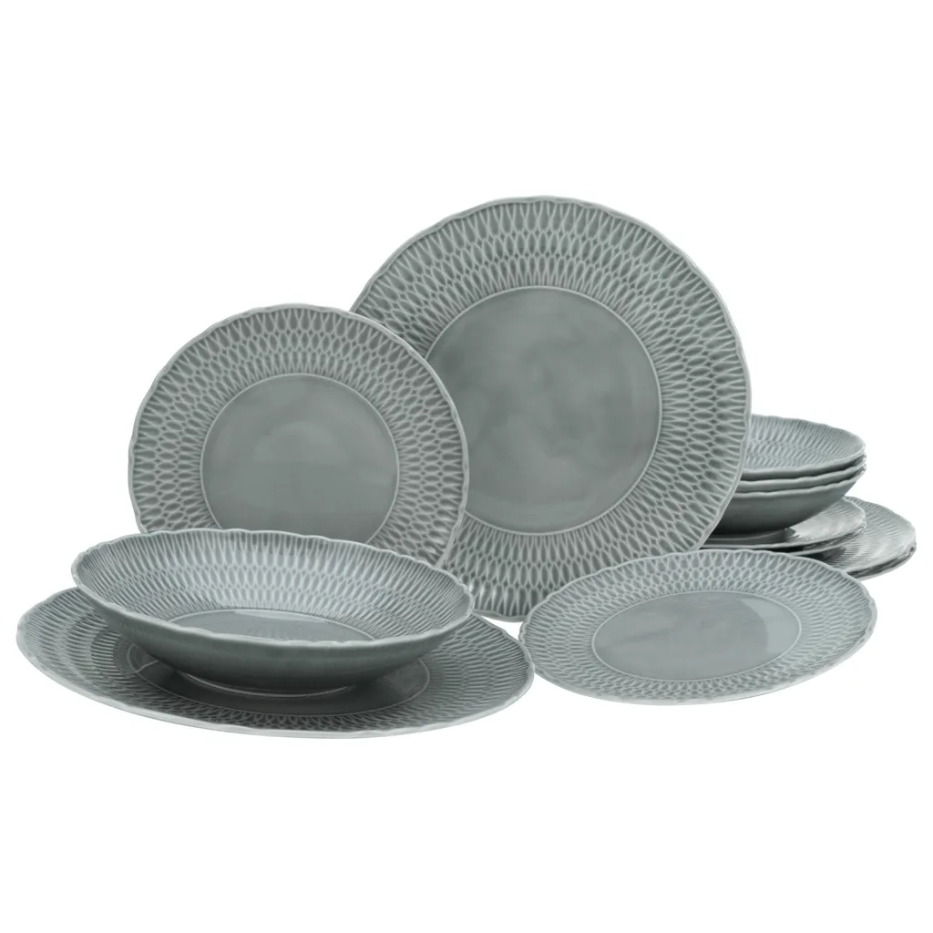 CreaTable 33068 Tafelservice Sofia Für 4 Personen, Porzellan, Grau (1 Set, 12-teilig) 1 CreaTable 33068 Tafelservice Sofia Für 4 Personen, Porzellan, Grau (1 Set, 12-teilig)