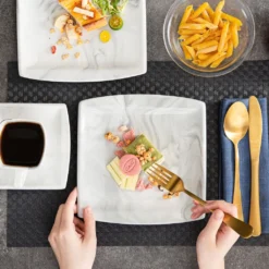 MALACASA, Serie Blance, 36 Tlg. Set Marmor Porzellan Kaffeeservice Geschirrset, Mit 12 Stück Kuchenteller, 12 Stück 180ml Tasse Und 12 Stück Untertasse Für 12 Personen -LuxeTafel Verkäufe 9d00a7e58dc442abdb5ca08ab4ab17d9