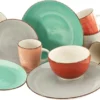 CreaTable 22853 Kombiservice Bella Casa Fashion Für 4 Personen, Steingut, Mehrfarbig (1 Set, 16-teilig)
