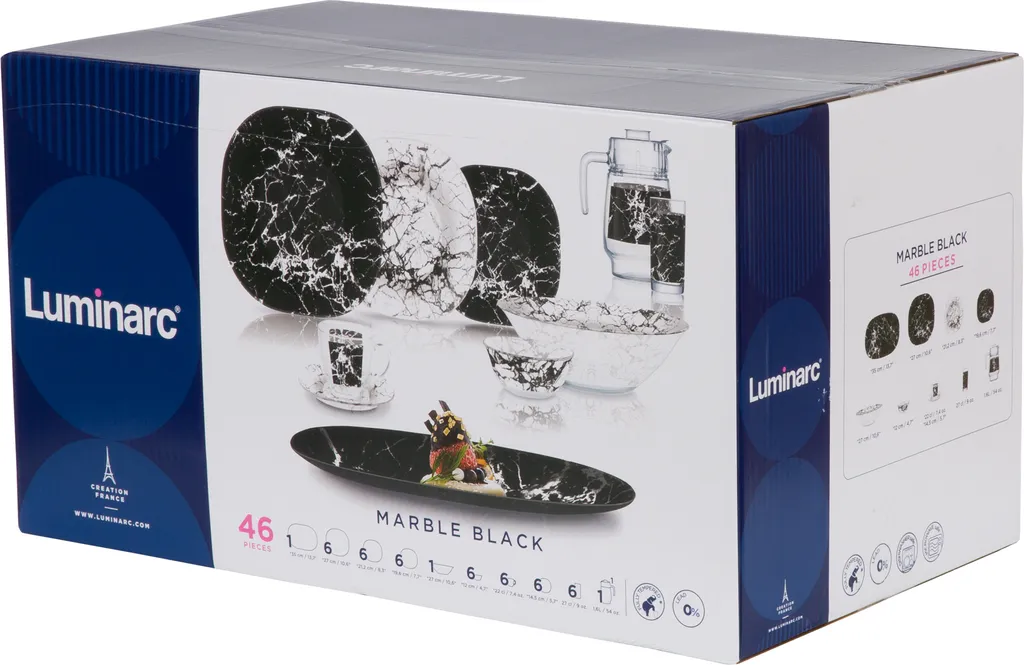Tafelservice Marble Black 46 Tlg. LUMINARC 8 Tafelservice Marble Black 46 Tlg. LUMINARC – Bild 8