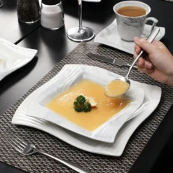 MALACASA, AMPARO 30 Tlg. Marmor Porzellan Geschirrset Kombiservice Tafelservice Mit Kaffeetassen, Unterteller, Dessertteller, Suppenteller, Speiseteller Für 6 Personen -LuxeTafel Verkäufe af80c7b0362205422fff5072a71212e8