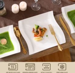 MALACASA, Serie Flora, 18 Tlg . Set Cremeweiß Porzellan Kaffeeservice Geschirrset Mit Je 6 Kuchenteller, 6 Tasse 220ml, 6 Untertasse Für 6 Personen -LuxeTafel Verkäufe b3b2b99cd45d8f578676a947155df92b