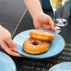 Vancasso Serie Navia Oceano, 16 Teilig Essservice Set Aus Steingut, Tafeiservice Für 4 Personen, Wasserblau, Vintage Aussehen, Natur Design -LuxeTafel Verkäufe b4fbad475a0ee00972dabc64f78065a3